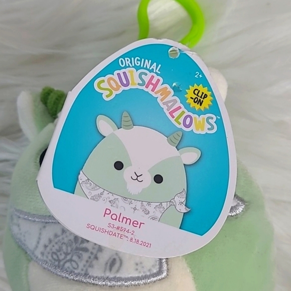 🆕️NWT Squishmallows Official Palmer Green Goat Clip On Collectible Mini Plush - Picture 10 of 13